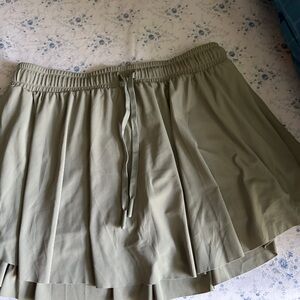 Pleated Olive Green Skirt